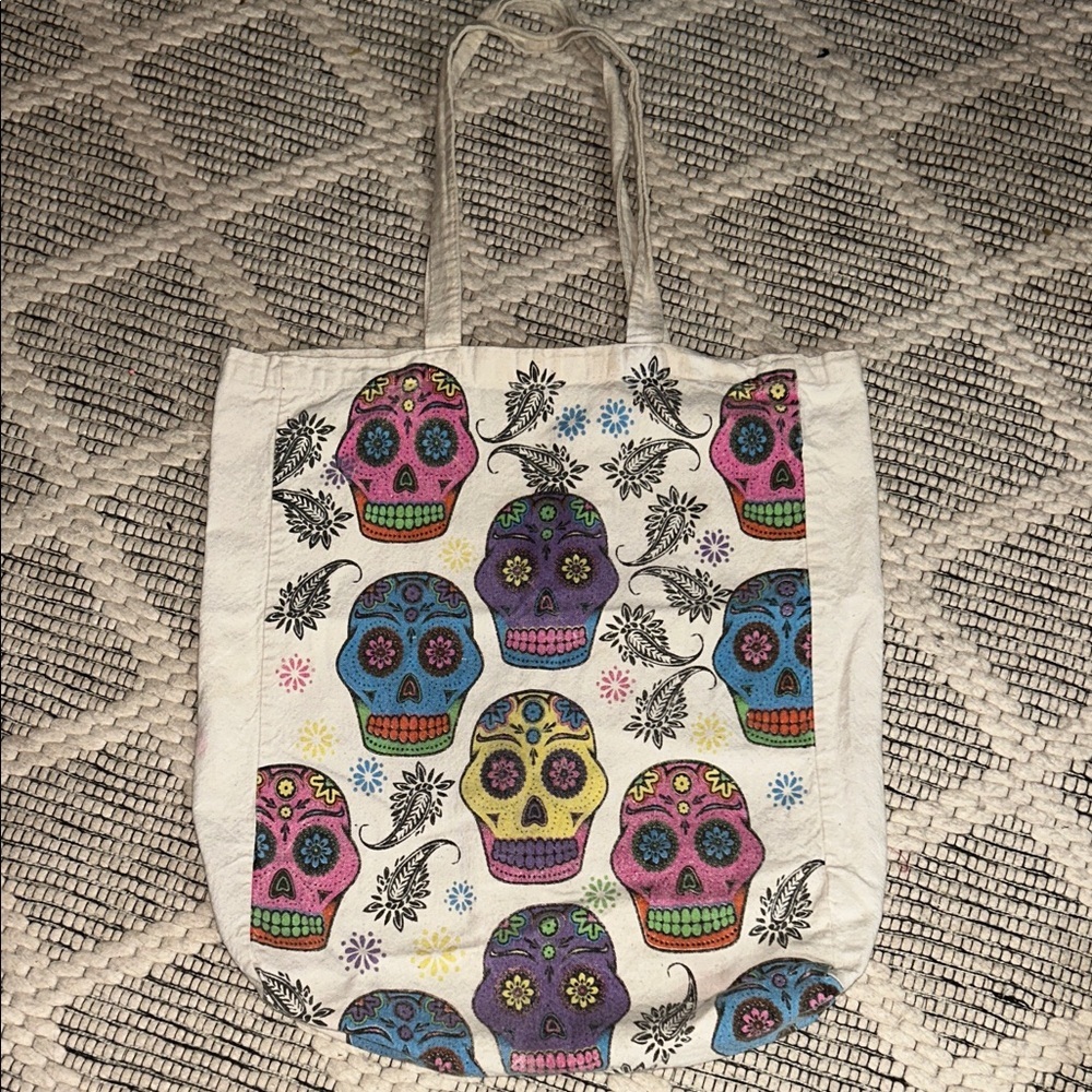Y2K Day of the dead Dia De Muertos Skull Candy Halloween Trick or Treat Tote Bag